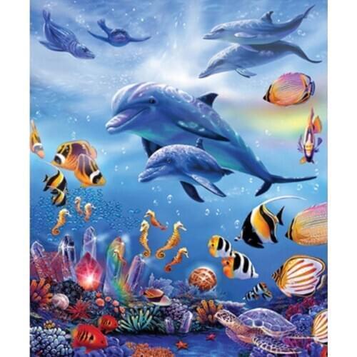 SenyuArt 5D Diamond Painting Full Round Paint Embroidery Rhinestone Picture Art Accessories Dolphin Cross Stitch Kit Home Decor