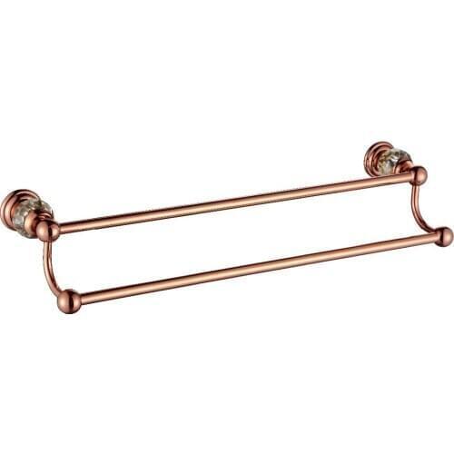 FREE SHIPPING Ti-PVD rose gold Crystal DOUBLE towel bar 22"Length