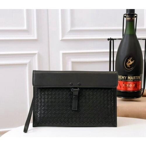 Brand Briefcase Leather Messenger Bag 100 Cowhide Woven Black Clutch Casual Envelope Bag 2021 Fashion Mens Handbag