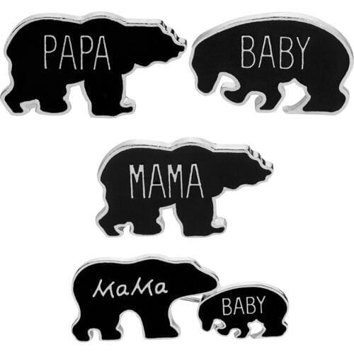 Mama baby bear pins papa baby mama Brooches cute obesity bear pin badge brooch for animal protected lover mother and children