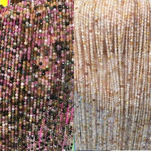 Natural Stone Tourmaline Beads 2-3m Charm Hair Crystal Faceted Bead for Jewelry Making DIY Bracelet Necklace Jewelry Accessories