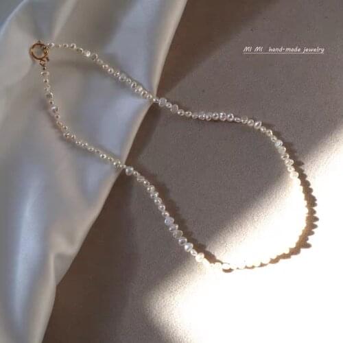 AAAAA Natural freshwater Baroque pearl clavicle chain necklace 3-4mm elegant spring new necklace 14K gold filled buckle NAG