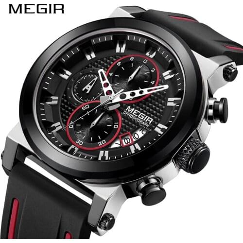 Newest MEGIR Mens Creative Watch Luxury Brand Analog Quartz Wristwatches Waterproof Chronograph Sports Men Watches Clock Male