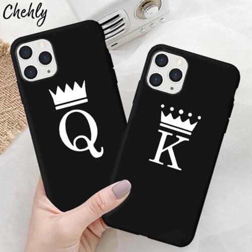 King and Queen Phone Case for IPhone 6s 7 8 11 12 Plus Pro Mini X XS MAX XR SE Crown Cases Soft Silicone Fitted Accessorie Cover