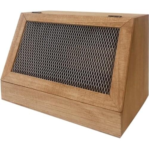 Wooden Box Storage Case for Bread/Fruit Carton with Iron Net Tableware Wedding Party Home Decoration