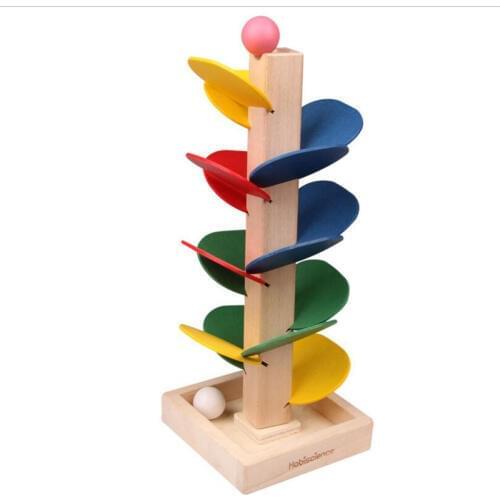Wooden Tree Marble Ball Run Track Block Game Baby Kids Children Intelligence Educational Desktop Toys Infant Gift 100