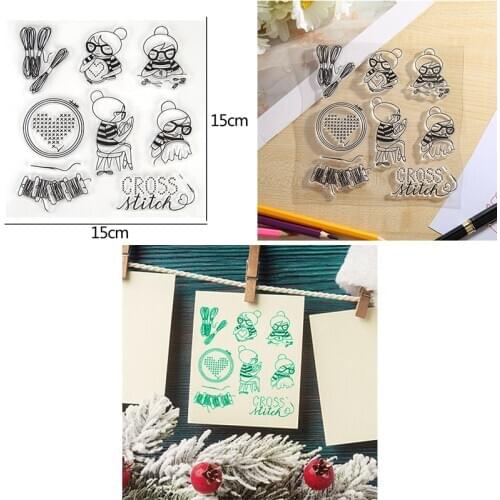 A Kind Girl With Embroidery Cross Stitch Transparent Clear Silicone Stamps For DIY Scrapbooking Album Paper Cards Crafts