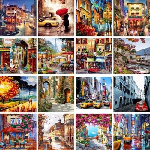 GATYZTORY Paint By Numbers For Adults Kids Street DIY HandPainted Oil Painting Landscape Picture Home Wall Decor Gift 60x75cm