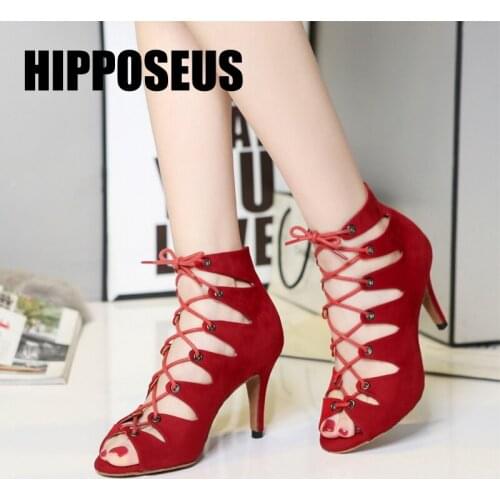 Hipposeus Women Dance Shoes Girls Latin Salsa Ladies Ballroom Dance Shoes Soft Bottom Modern Tango Dancing Shoes Professional
