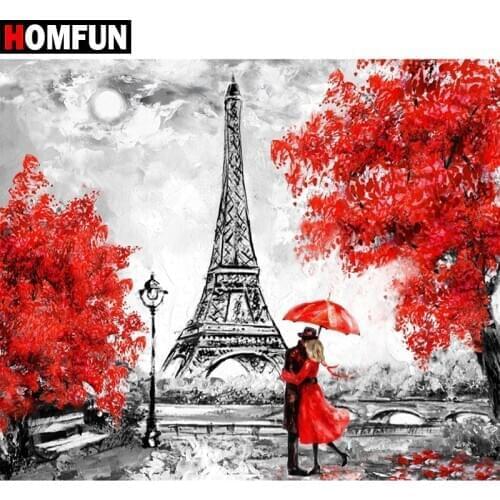 HOMFUN Full Square/Round Drill 5D DIY Diamond Painting "Eiffel tower" 3D Diamond Embroidery Cross Stitch Home Decor A18754