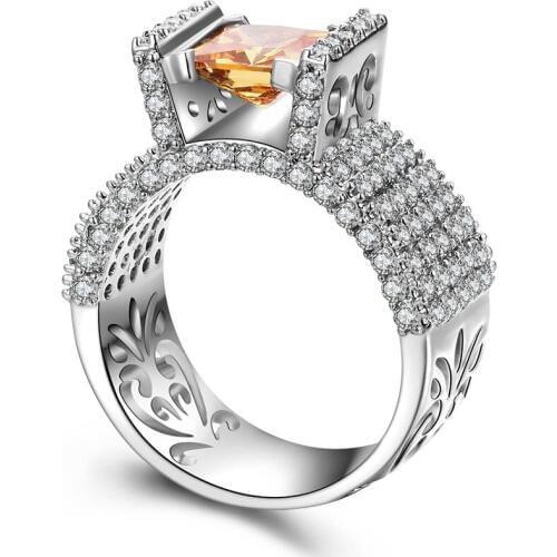 Yellow Stone Rings for women vintage big Jewelry luxury women Rings for wedding engagement ring fashion Accessories