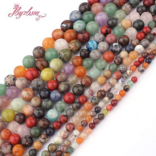 4/6/8/10mm Round Beads Multi-Stone Smooth Natural Stone Beads For DIY Jewelry Making Necklace Bracelet Loose 15" Free Shipping