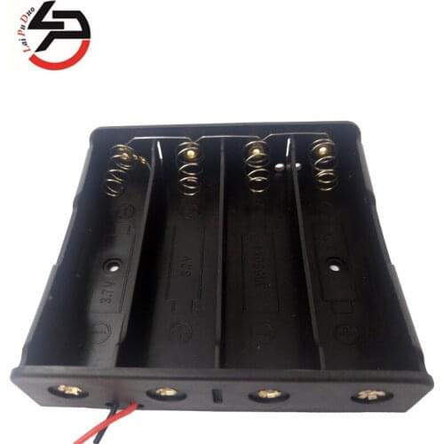Laipuduo Brand New 18650 Battery Storage Case Box Holder with 8 wires Leads for 4x 18650 battery Black Plastic 4Way 4 Slots