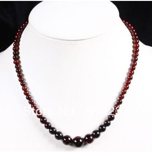 Hot free Shipping new Fashion Style diy Natural Garnet 6-12mm Round stone Beads Necklace Womens holiday gifts 17" MY33