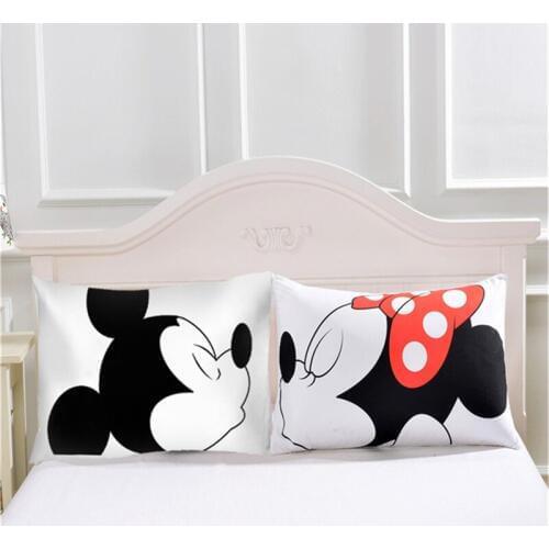 Mickey Mouse Minnie Mr Mrs Pillowcases Home Textile 2Pcs White Couple Pillow Cover Decorative Pillows Case Living Room gift