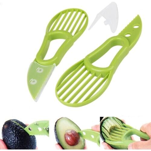 Multi-function 3-in-1 Avocado Slicer Shea Corer Butter Peeler Fruit Cutter Pulp Separator Plastic Knife Kitchen Vegetable Tools