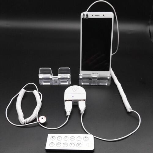 2ports Cellphone Exhibition Security Alarm Device Mobile Display Booth Phone Fair Display Retail Anti-lost with Acrylic Holders