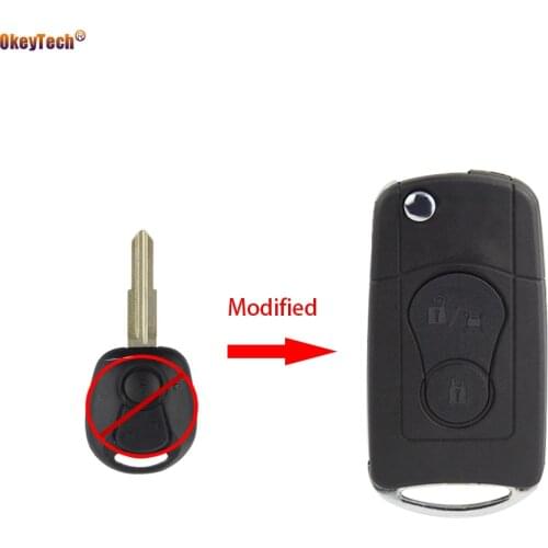 OkeyTech 2/3 Buttons Modified Car Key Shell Case Cover Fob For Ssangyong New Actyon SUV Kyron Rexton Auto Key Fob Blanks Shell