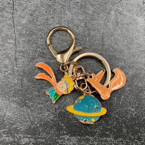 Trendy The Little Prince Keychain Cute Fox Pendant For Clothes Backpack Keyring Key Chains Charms Valentines Day Gift