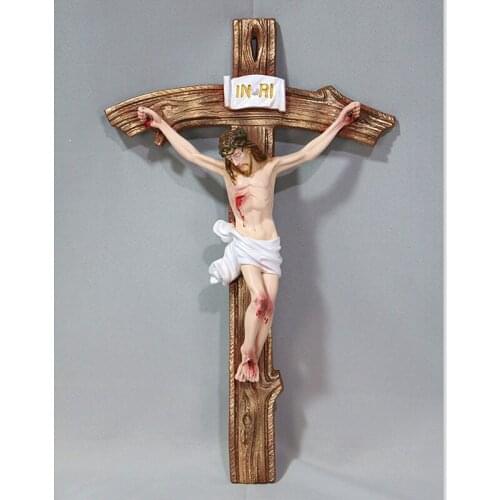 Jesus Cross Wall Decor Orthodox Cross Christ Catholic Cross Resin Cartoon Vintage Pendulum Table Decoration