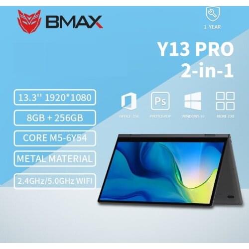 BMAX Y13 Pro 8GB RAM 256GB SSD 13.3 inch Notebook Intel Core m5-6Y54 360° Laptop 1920*1080 IPS touch screen Windows 10 laptops