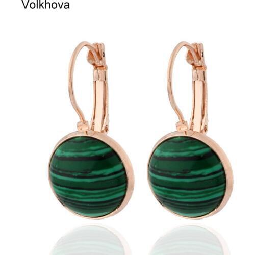 New Arrivals 585 Rose Gold Round Dangle Earrings Natural Stone Fine Earrings Women Wedding Vintage Jewelry Earrings