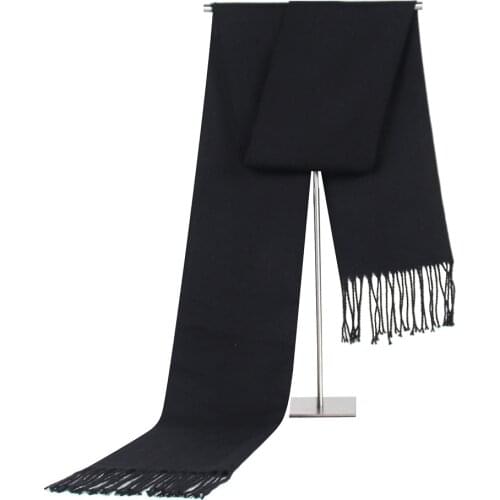 Solid Scarf Men Winter Scarves Male Imitation Cashmere Warm Scarf with Tassels Shawls Neckerchief Luxury Brand Winter Scarf