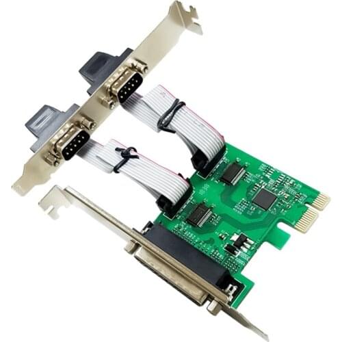 PCIE 2serial and 1parallel port rs232 adapter combination control expansion multi serial add on card chip asix AX99100 converter