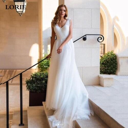 LORIE A-line Wedding Dress Sample Clean Boho Bride Dress Backless Vintage Bride Dress Weeding Gowns vestidos de novia 2021
