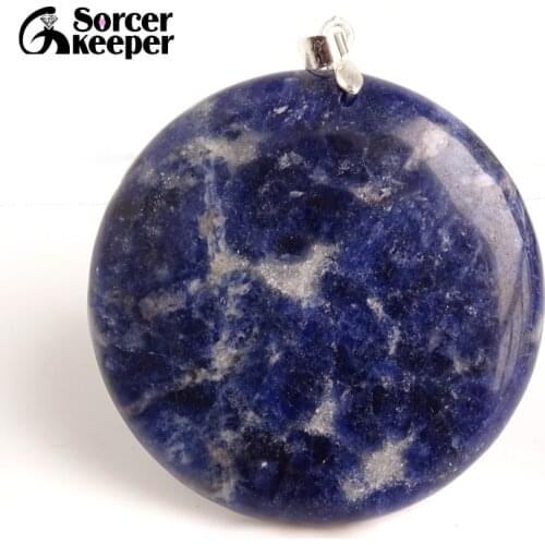 Real Natural Blue Sodalite Pendant Fashion Crystal Druzy Pendant Handmade Gems Stone Pendants For Jewelry Making BC476