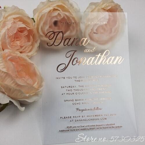 Foil Invitation Acrylic Wedding Invites Minimalist Wedding Invitation Bridal Shower Simple Wedding Invitation Cards RSVP Cards