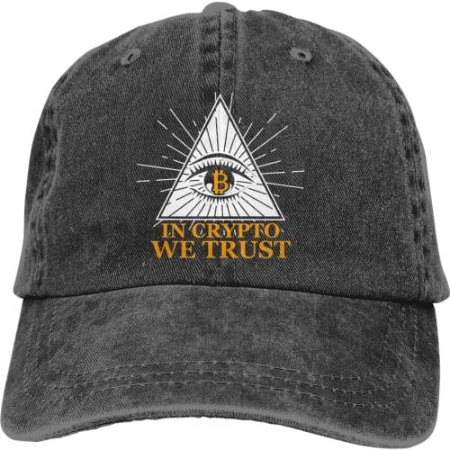 Washed Mens Baseball Cap In Crypto We Trust Eyes Trucker Snapback Caps Dad Hat Bitcoin Miners Meme Golf Hats