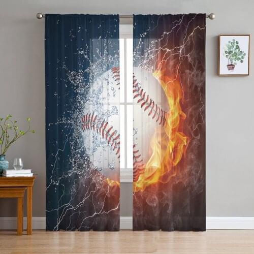 Water And Fire Tennis Sheer Curtains for Living Room Modern Voile Curtain Bedroom Tulle Curtains Window Drapes Decor