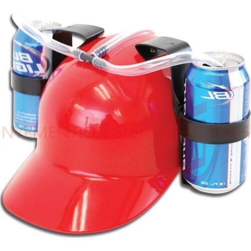 Beverage Helmet Drinking Beer cola Coke Soda Miner Hat Lazy lounged Straw Cap Birthday Party Cool Unique Toy Prop Holder 5PCS