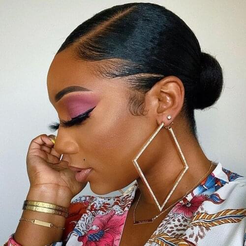 Stonefans Shining Big Rhinestone Square Earring Hoop Large Circle Statement Earrings Crystal Drop Dangle Earring Women Jewelry