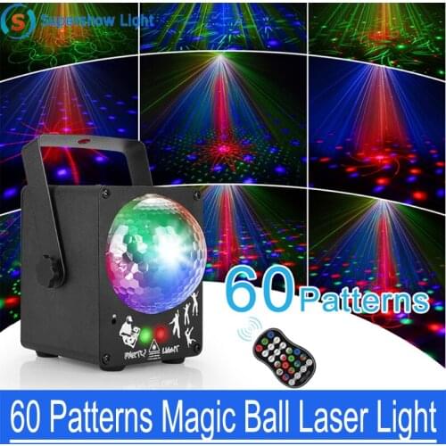 LED Disco Laser Light RGB Projector Party Lights 60 Patterns to DJ Mini Magic Ball Laser Holiday Stage Lighting for DJ KTV Home