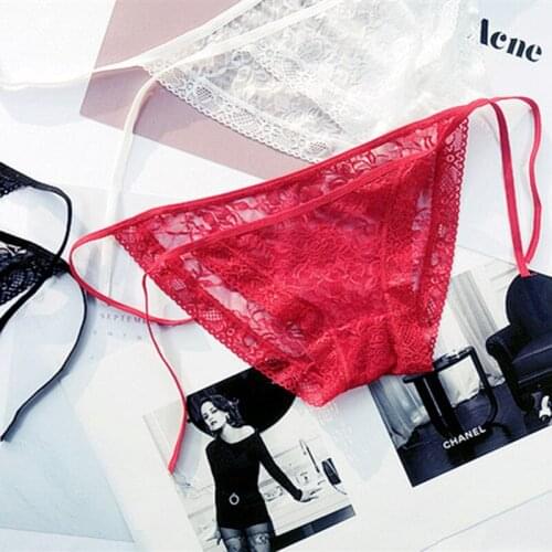 Women Panties Lace Low-Rise Briefs Transparent Japanese Sweet and Hot Sexy Hollow Ladies Cotton Free Polyester Lingerie 235