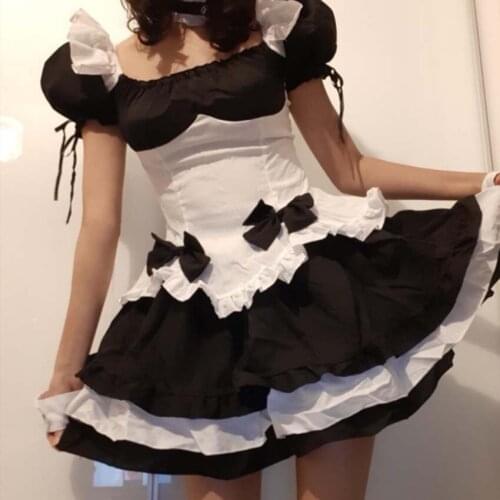 Maid Cosplay Costumes Women Girls Lolita Dress Carnival Party Cos Role Play Anime Cosplay Halloween Bow Knot Skirts 2021 New
