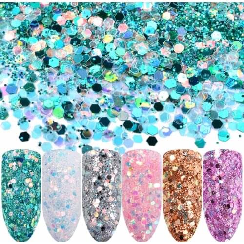 1x Jumbo Jar 10ml Nail Colorful Pink Purple Mix Nail Glitter Powder Sequins Powder For Nail Art Decoration DHHF