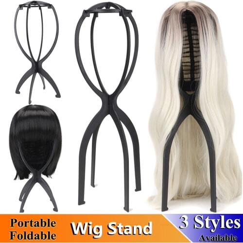 1Pc Colorful Wig Stand Plastic Portable Folding Wig Holder 18X36cm Wig Support for Display Black White Blue Pink Wig Head Stand