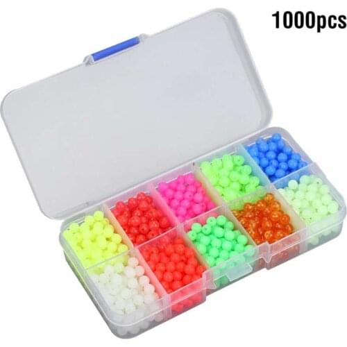 1000pcs/Box Fishing Beads Lure 5mm Luminous Fishing Floats Night Glow Beads Fishing Tackle Lures Bead Bait Pasca Accessories