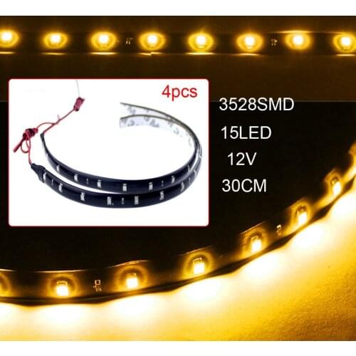 12V Car LED Daytime Running Lights 15SMD DRL Flexible Car LED Strip Light Waterproof Decorative LED Light Car Motorcycle Strip
