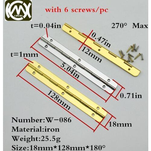 18*128mm 10pc KIMXIN Hardware sells High-grade wooden box hinges Gift box accessories Hinge for Acrylic handbag W/screw W-086