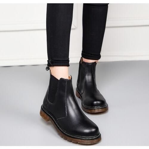 2020 Winter Chelsea Women Martins Boots Men Fur Platform Genuine Leather Ankle Black Boots High Top Waterproof Boot Shoes
