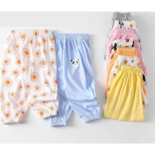 2021 Summer Infant Baby Boys Girls Pants Clothes Cartoon Print Anti-mosquito Pants Children Trousers Joggers Kids Clothing