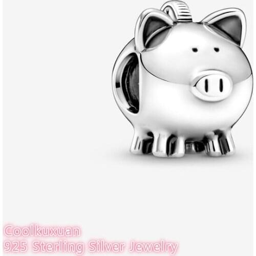 2021 Autumn Original 100% 925 Sterling Silver Cute Piggy Bank Charm beads Fits Pandora bracelets Jewelry Making