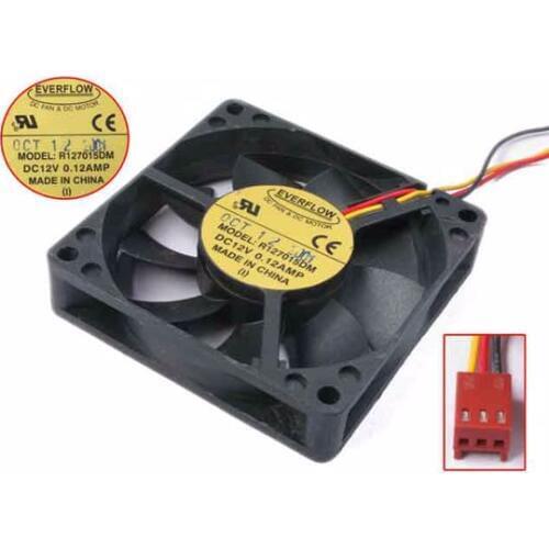 Everflow R127015DM DC 12V 0.12A 70x70x15mm 3-Wire Server Cooling Fan