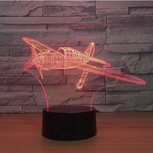 Propeller Aircraft 3D Led Lamp 7 Color Night Lamps For Kids Touch Usb Table Lampara Lampe Baby Sleeping Nightlight Drop Shipping