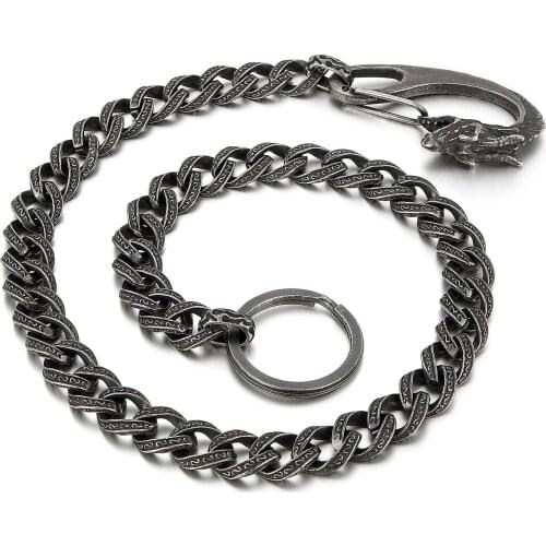 59cm Retro Punk Chain Belt Waistband With Dragon Carabiner 316L Stainless Steel Decorative Belts 2021 Newest