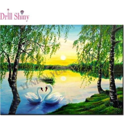 DIY 5D full square Diamond embroidery Swan Lake 3D diamond painting crystal Cross Stitch kits Rhinestone mosaic art decoration